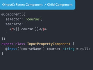 @Input(): Parent Component -> Child Component
 