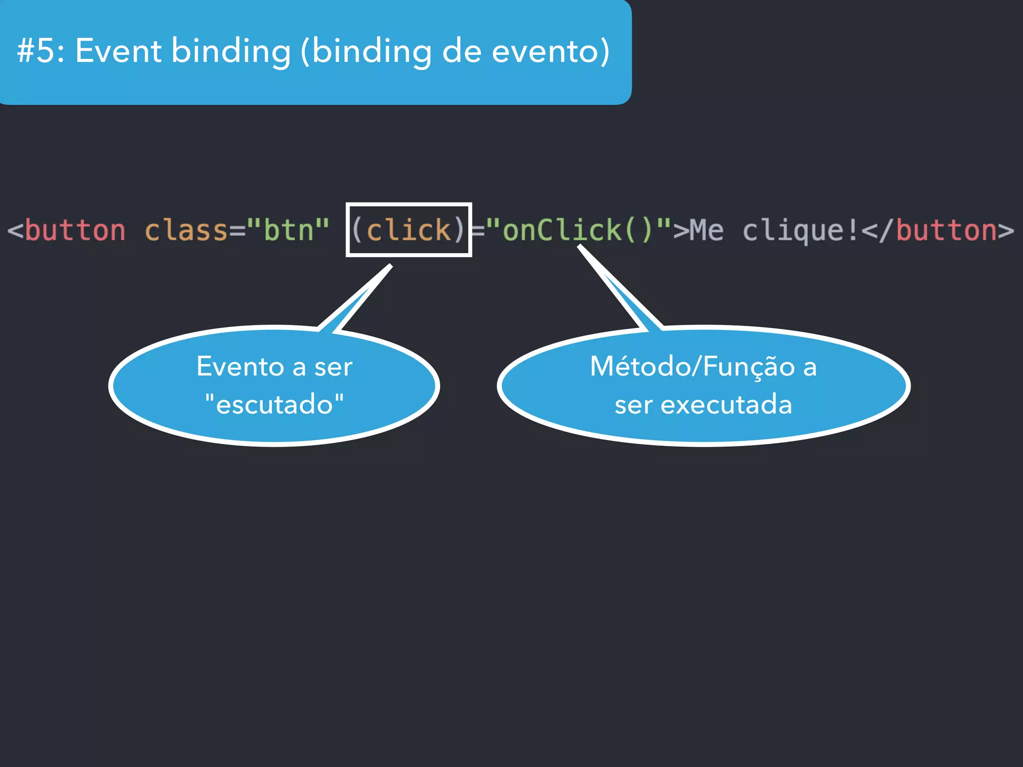 #5: Event binding (binding de evento)
Evento a ser
"escutado"
Método/Função a
ser executada
 