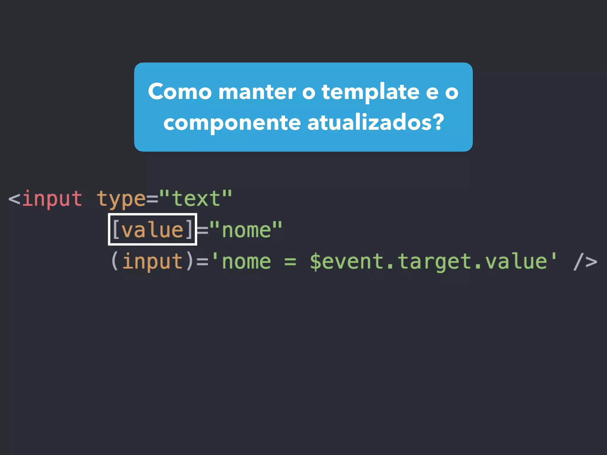 Como manter o template e o
componente atualizados?
 