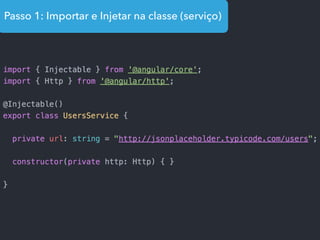 Passo 1: Importar e Injetar na classe (serviço)
 