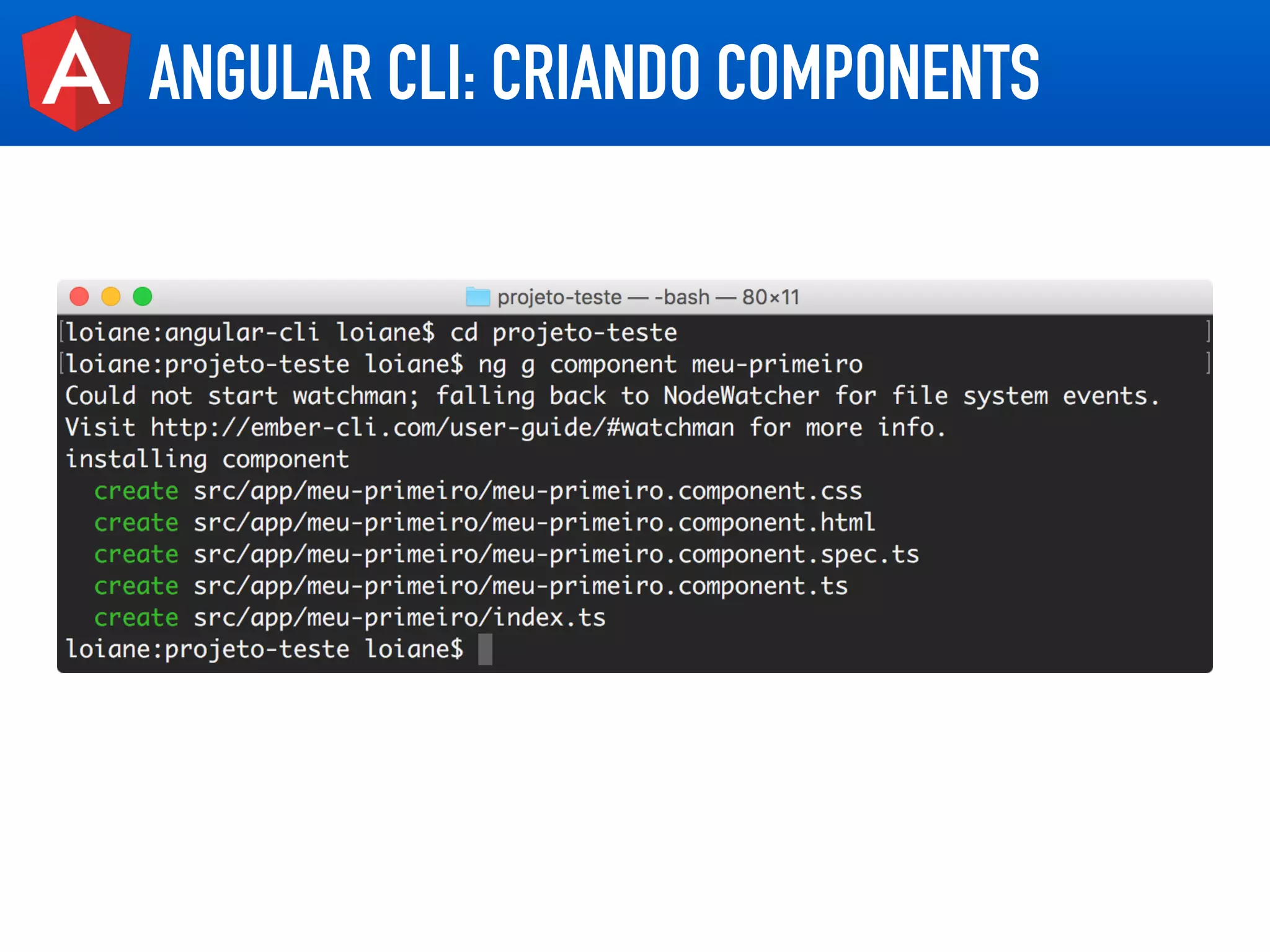 ANGULAR CLI: CRIANDO COMPONENTS
 
