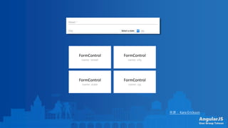 AngularJS
User Group Taiwan
FormControl
name: street
FormControl
name: city
FormControl
name: state
FormControl
name: zip
來源： Kara Erickson
 