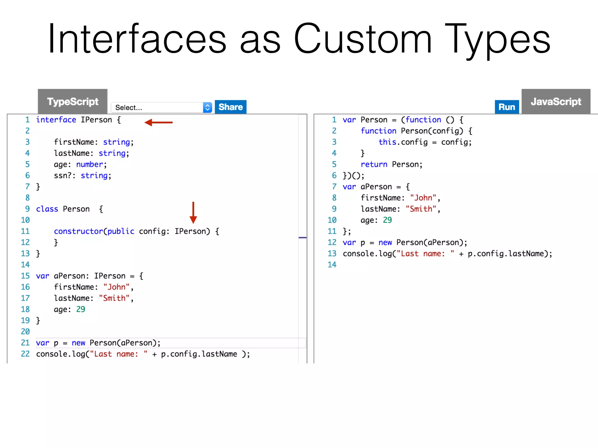 Interfaces as Custom Types
 