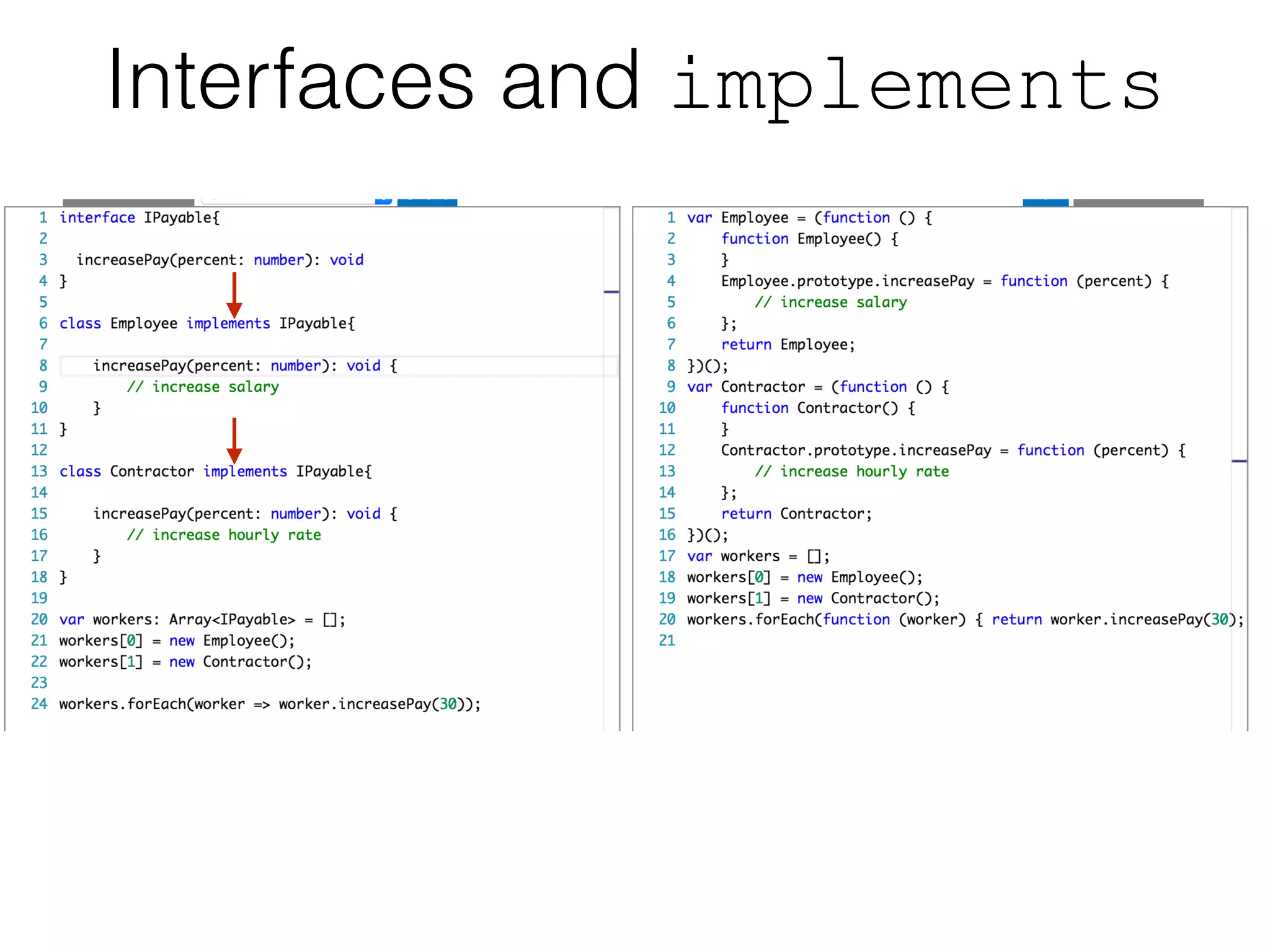 Interfaces and implements
 