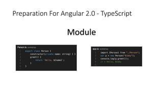 Preparation For Angular 2.0 - TypeScript
Module
 