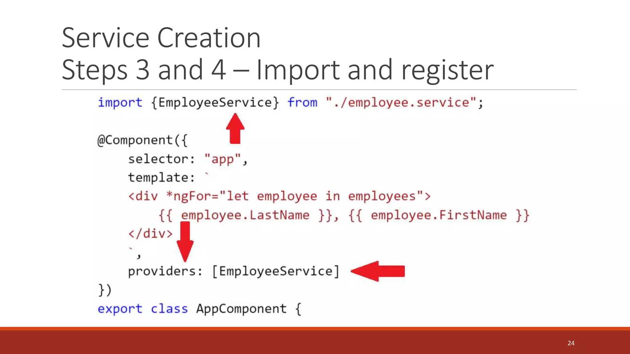 Service Creation
Steps 3 and 4 – Import and register
24
 