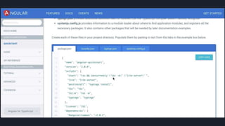 E tinha que subir um servidor node pra
rodar? Eu fiquei um tempão tentando
entender como uma coisa se ligava a outra
#pracegover: imagem do site antigo do
Angular com abas para baixar cada arquivo
de configuração.
 