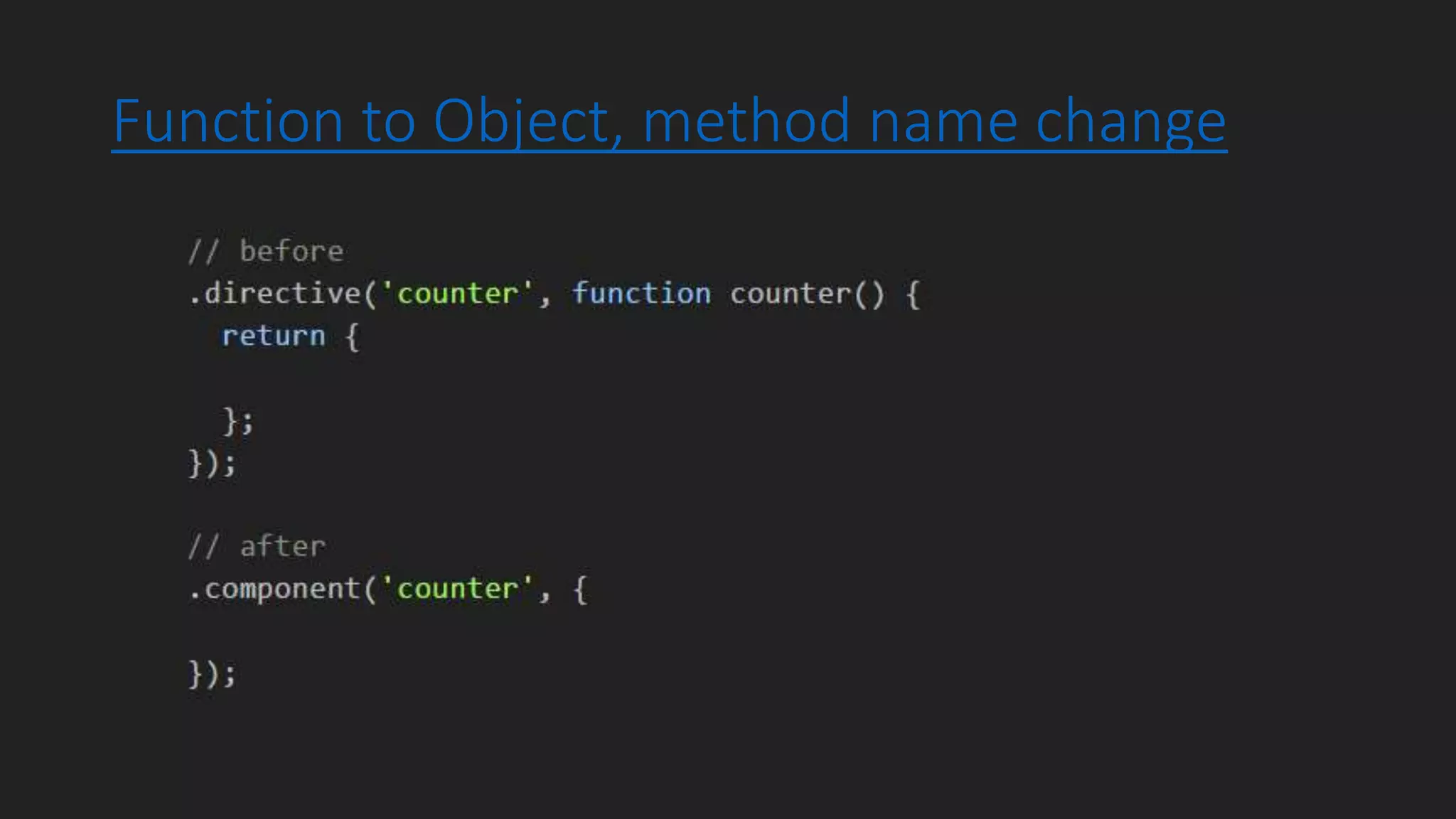 Function to Object, method name change
