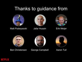 Thanks to guidance from
Matt Podwysocki Jafar Husain Erik Meijer
Ben Christensen George Campbell Aaron Tull
 
