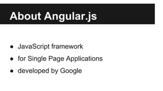 Angular.js for beginners | PPT