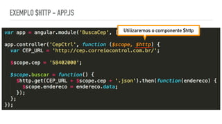 EXEMPLO $HTTP - APP.JS
Utilizaremos o componente $http
 