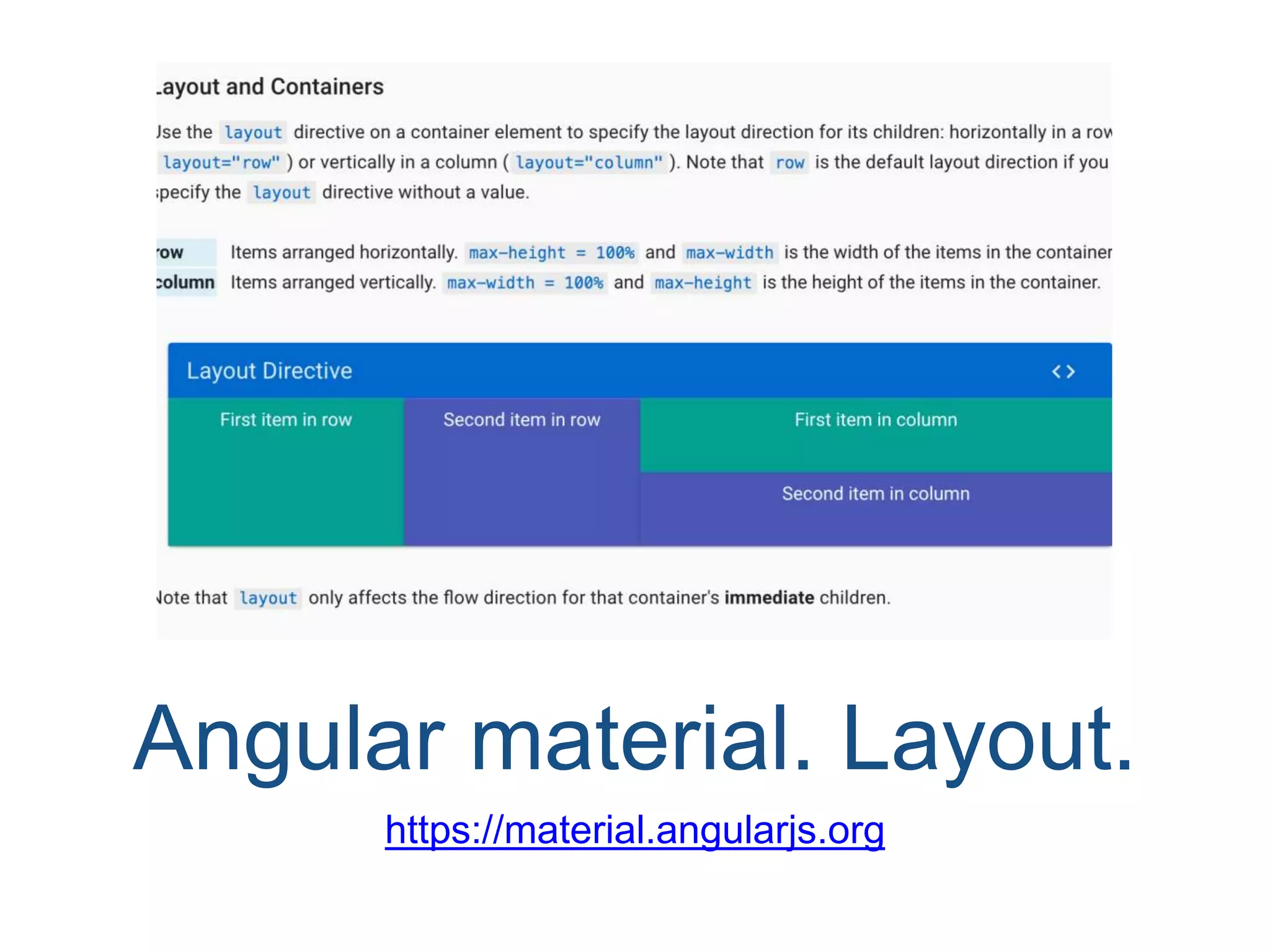 Angular material. Layout. https://material.angularjs.org 