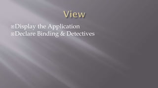 Display the Application
Declare Binding & Detectives
 