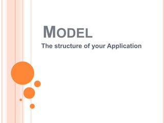 MODEL
The structure of your Application
 