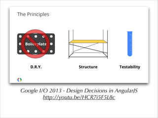 Google I/O 2013 - Design Decisions in AngularJS
http://youtu.be/HCR7i5F5L8c
 