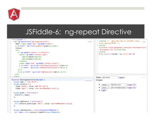 JSFiddle-6: ng-repeat Directive
 