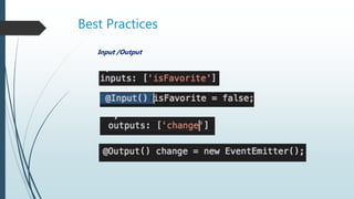 Best Practices
Input /Output
 