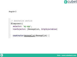 Visit – www.cubettech.com
Angular 2
 
