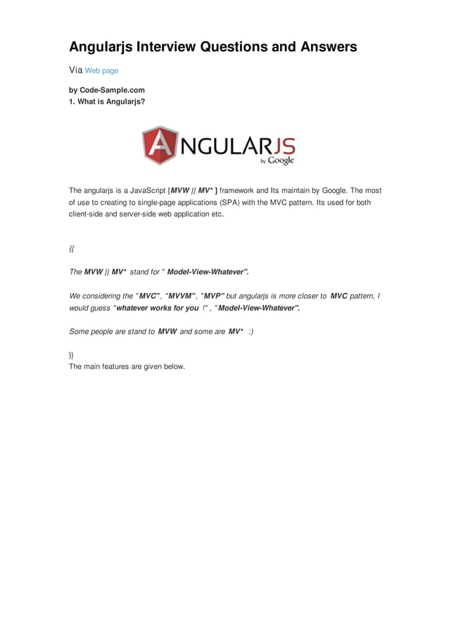 Angularjs interview questions and answers | PDF