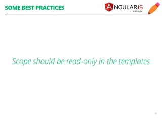 SOME BEST PRACTICES 
Scope should be read-only in the templates 
39 
 