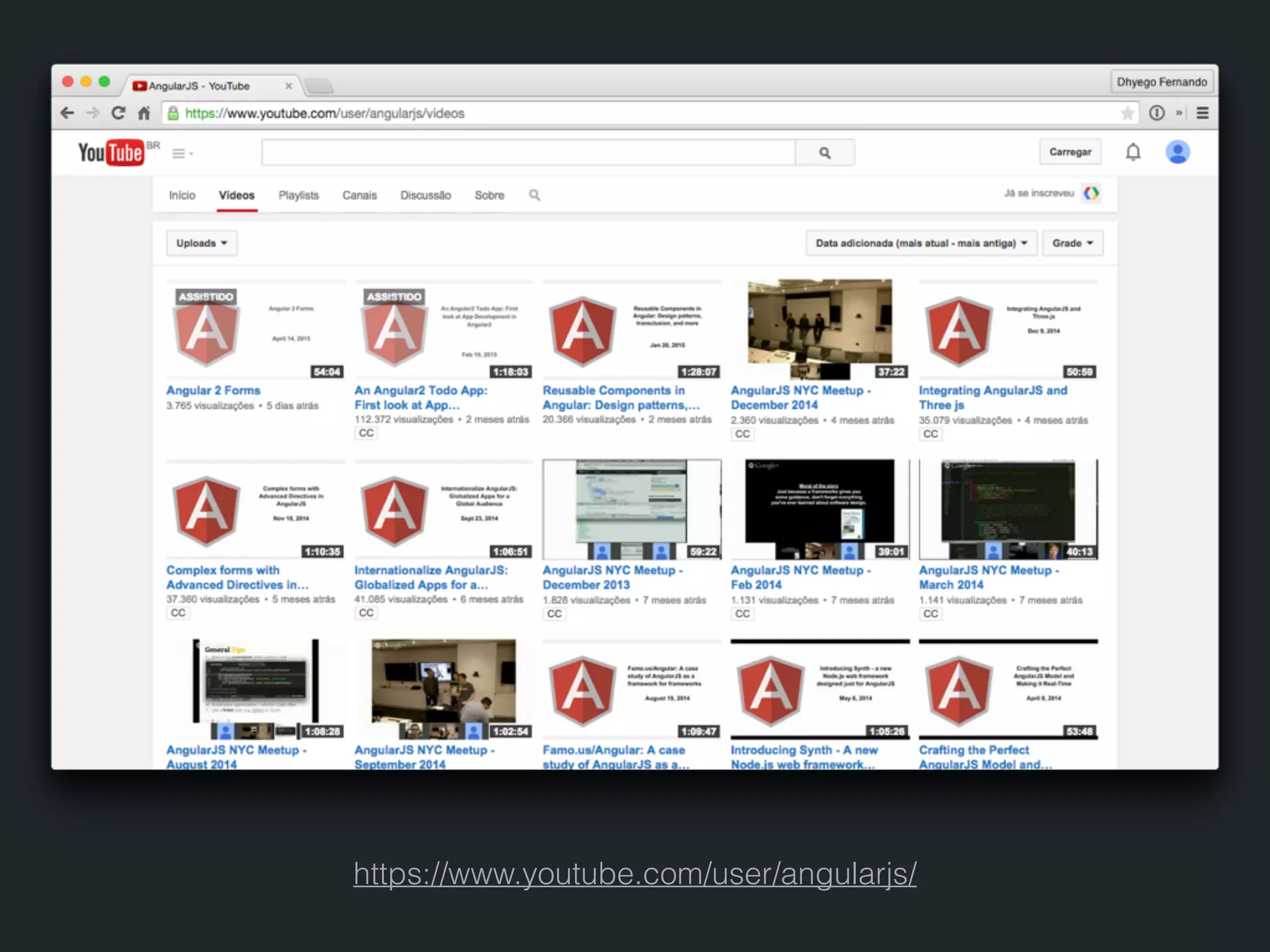 https://www.youtube.com/user/angularjs/ 