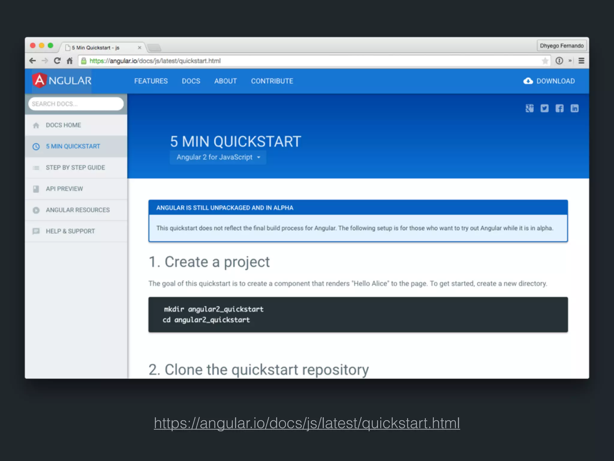 https://angular.io/docs/js/latest/quickstart.html 