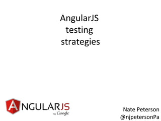 AngularJS
testing
strategies
Nate Peterson
@njpetersonPa
 