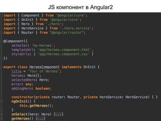 JS компонент в Angular2
 