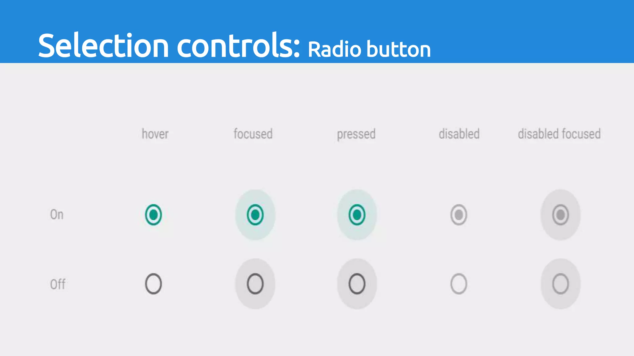 Selection controls: Radio button
 