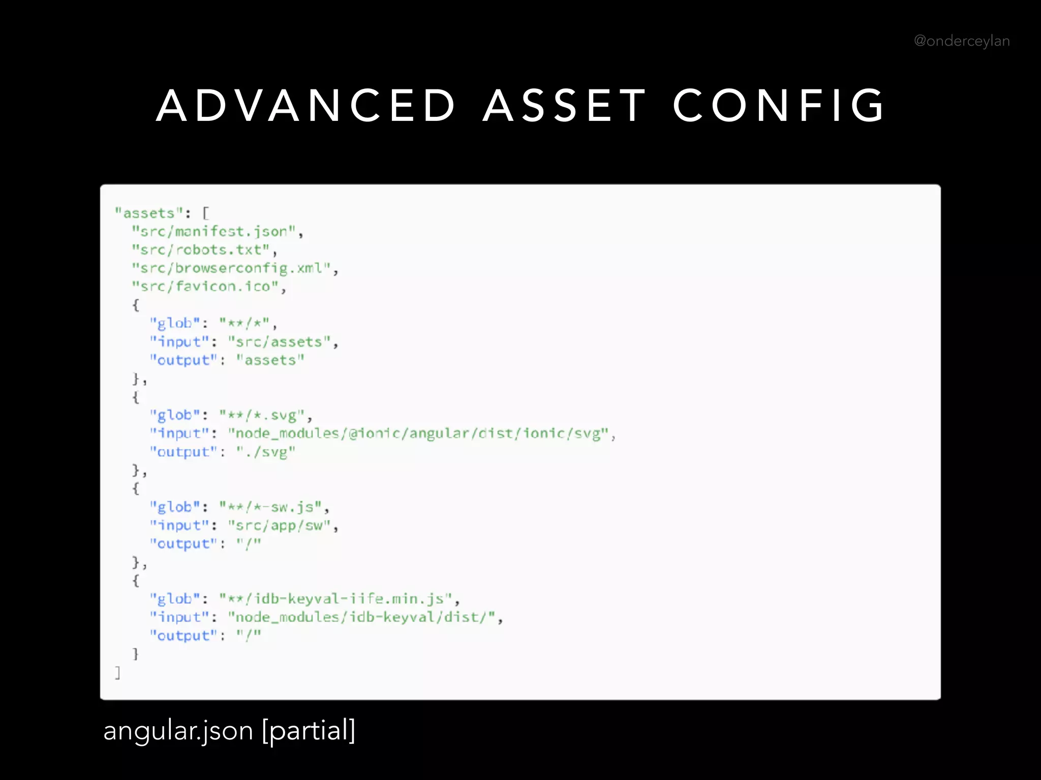 @onderceylan
A D VA N C E D A S S E T C O N F I G
angular.json [partial]
 