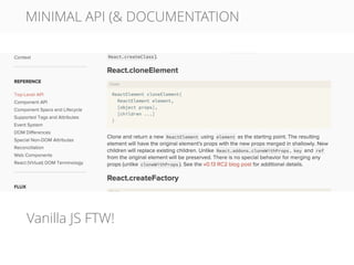 MINIMAL API (& DOCUMENTATION
Vanilla JS FTW!
 