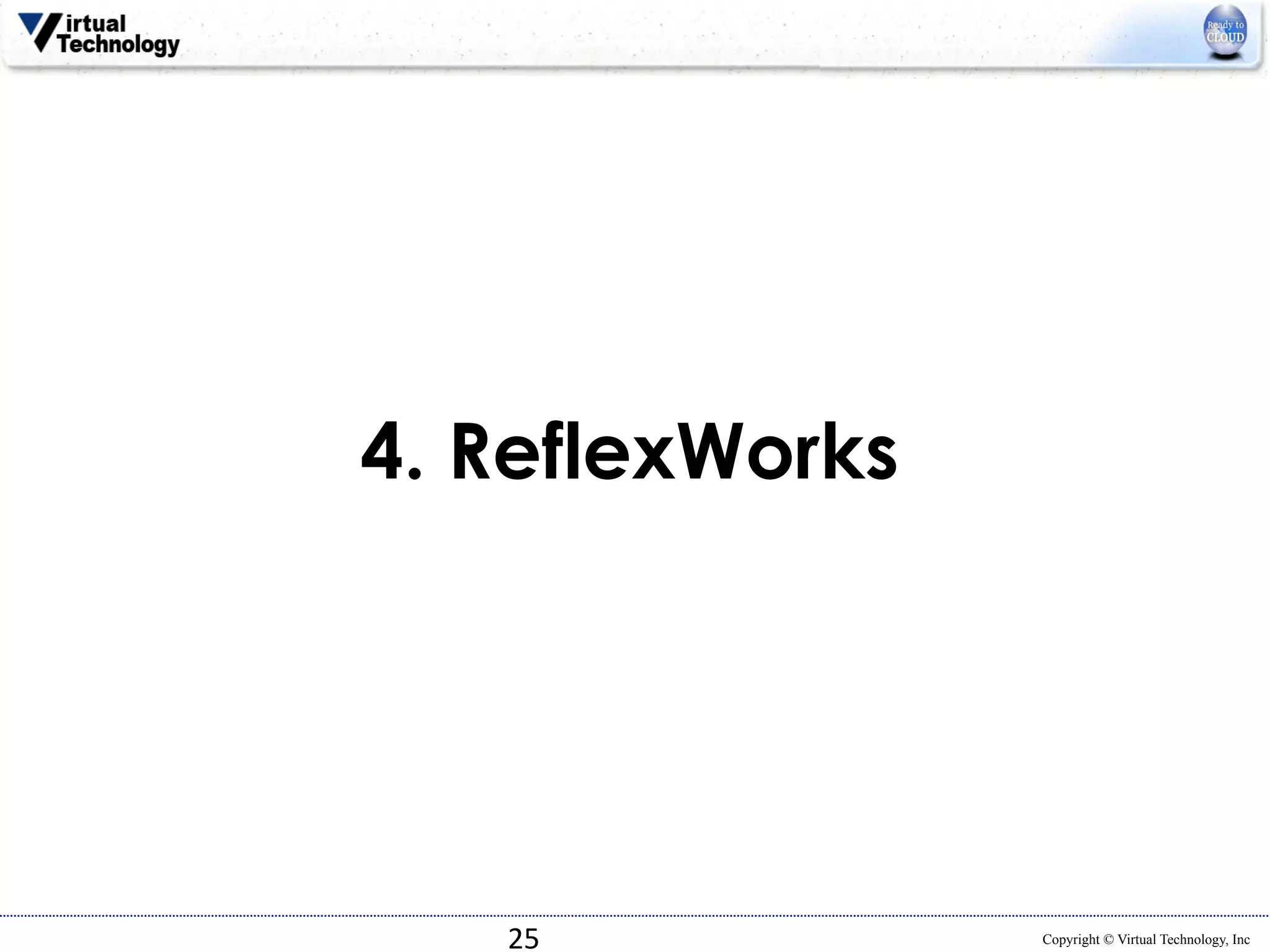 Copyright © Virtual Technology, Inc 
4. ReflexWorks 
25 
 