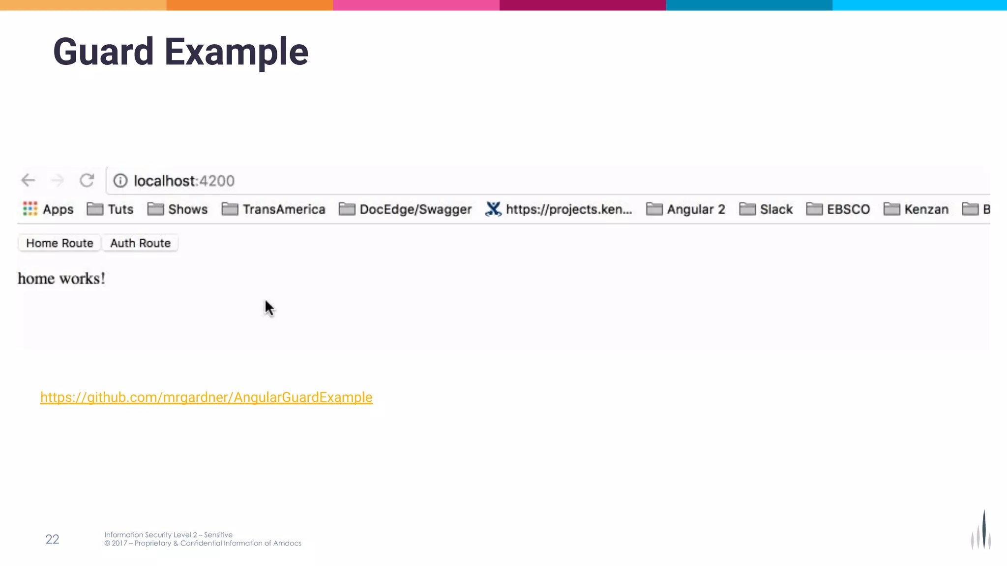 Guard Example
https://github.com/mrgardner/AngularGuardExample
 