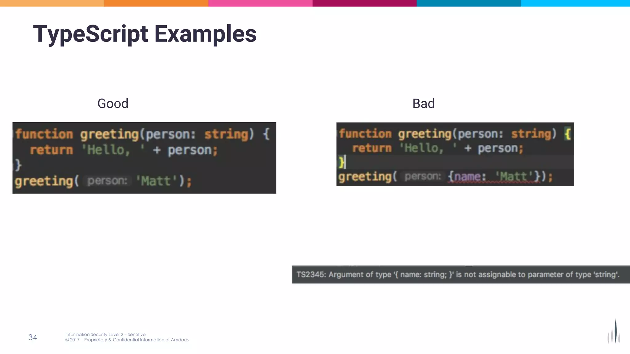 TypeScript Examples
Good Bad
 