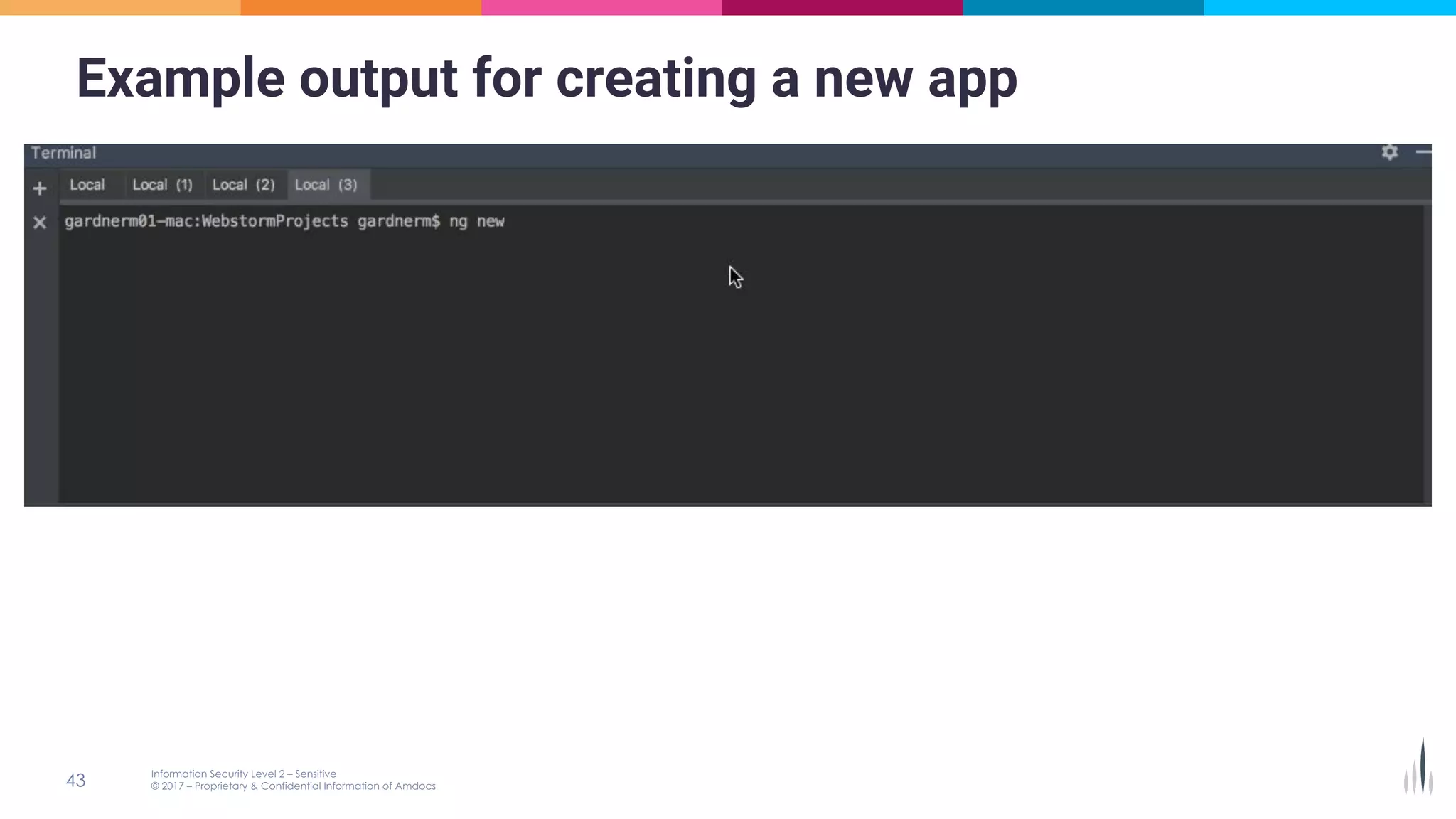 Example output for creating a new app
 