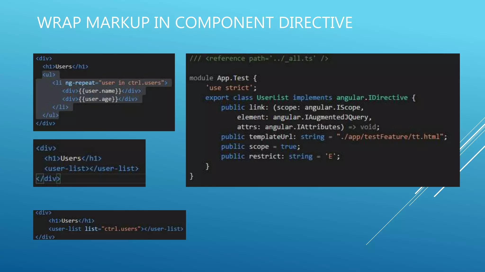 WRAP MARKUP IN COMPONENT DIRECTIVE
 