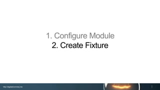 http://digitaldrummerj.me
1. Configure Module
2. Create Fixture
 