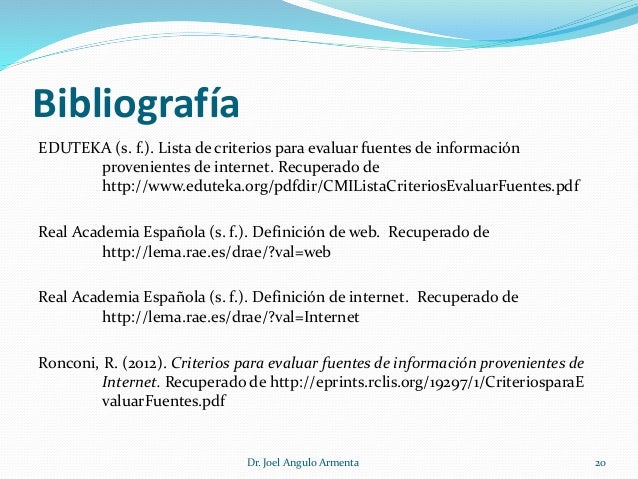 Criterios para evaluar información de la web Criterios para evaluar información de la web