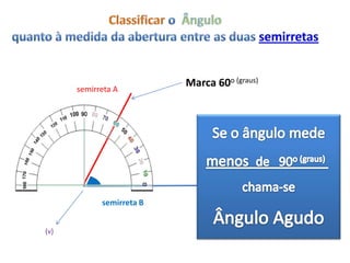 semirreta A
                          Marca 60o (graus)




            semirreta B


(v)
 