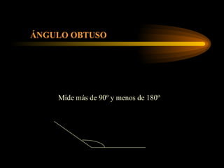 ÁNGULO OBTUSO Mide más de 90º y menos de 180º 