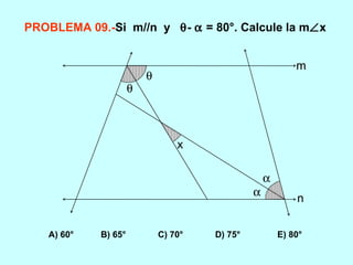 PROBLEMA 09.- Si  m//n  y   -    = 80°. Calcule la m  x  A) 60°  B) 65°  C) 70°  D) 75°  E) 80°   x   m n 