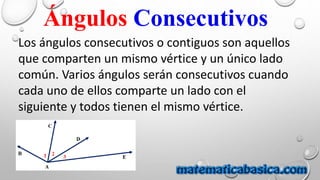 Angulos adyacentes consecutivos suplementarios - Matemática | PPTX