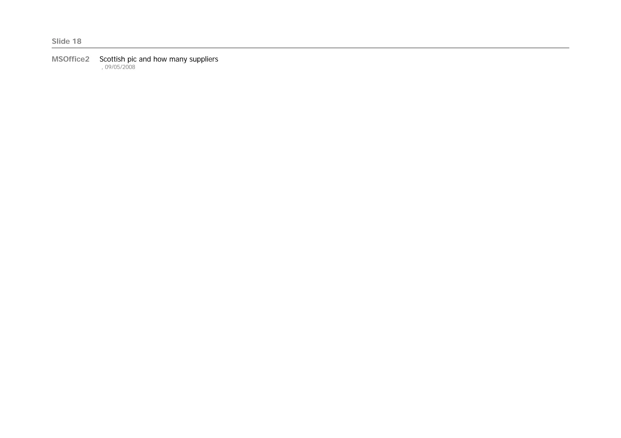 Slide 18

MSOffice2   Scottish pic and how many suppliers
            , 09/05/2008
 