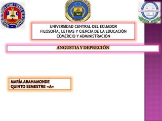 UNIVERSIDAD CENTRAL DEL ECUADOR
FILOSOFÍA, LETRAS Y CIENCIA DE LA EDUCACIÓN
COMERCIO Y ADMINISTRACIÓN
MARÍA ABAHAMONDE
QUINTO SEMESTRE «A»
 