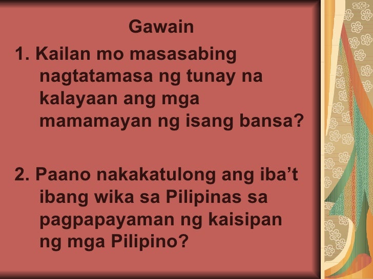 Paano Mapaunlad Ang Wikang Filipino - Week of Mourning