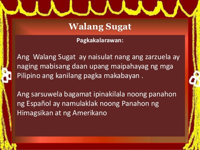 Ang zarzuela at walang sugat