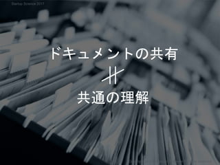 ドキュメントの共有
共通の理解
Copyright 2017 Masayuki Tadokoro All rights reserved
Startup Science 2017
 