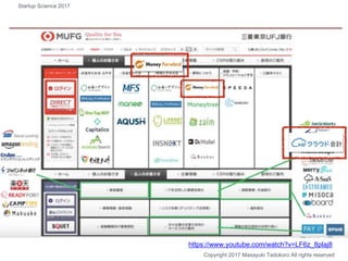 Copyright 2017 Masayuki Tadokoro All rights reserved
https://www.youtube.com/watch?v=LF6z_8plaj8
Startup Science 2017
 