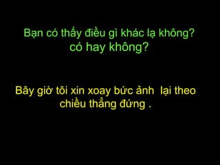 Bạn có thấy điều gì khác lạ không?
có hay không?
Bây giờ tôi xin xoay bức ảnh lại theo
chiều thẳng đứng .
 