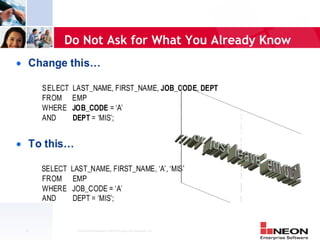 Do Not Ask for What You Already Know




12    Confidential Material of NEON Enterprise Software, Inc.
 